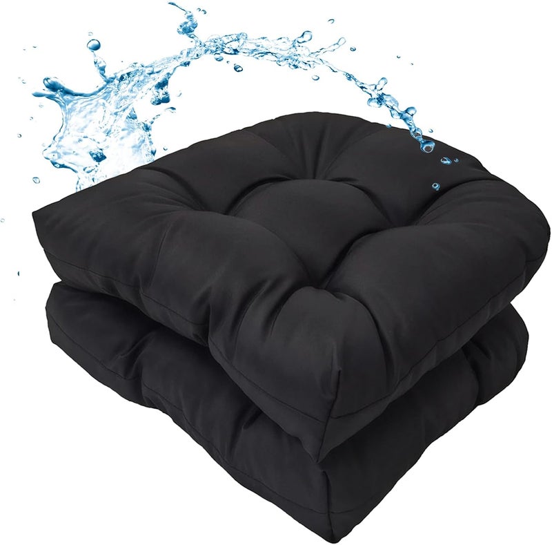MTMR Water-Repellent Outdoor Chair Cushions Set of 2, 19”X19” Patio Chair Cushions with High Elasticity PP Cotton, No Fading Tufted Patio Seat Cushion for Outdoor Furniture, Thick Patio Cushions - Image 1